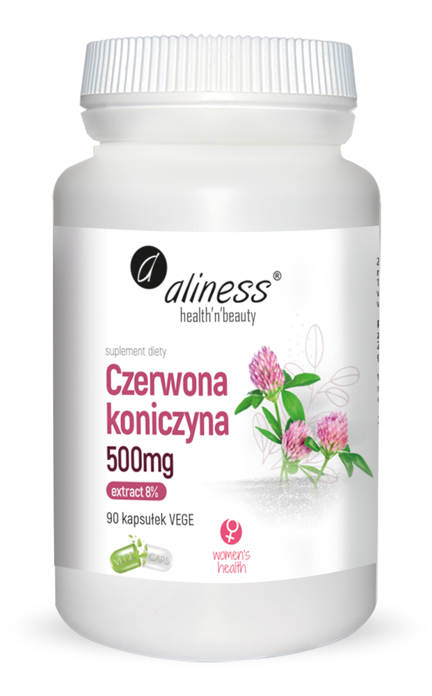 Aliness, Czerwona koniczyna extract 8%, 100 vege kaps. 500mg