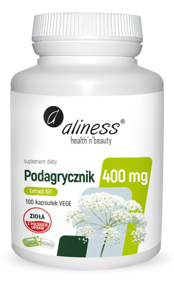 Aliness, Podagrycznik ekstrakt10:1, 400mg 100kaps. poprawia funkcjonowanie nerek,wątroby, układu pokarmowego